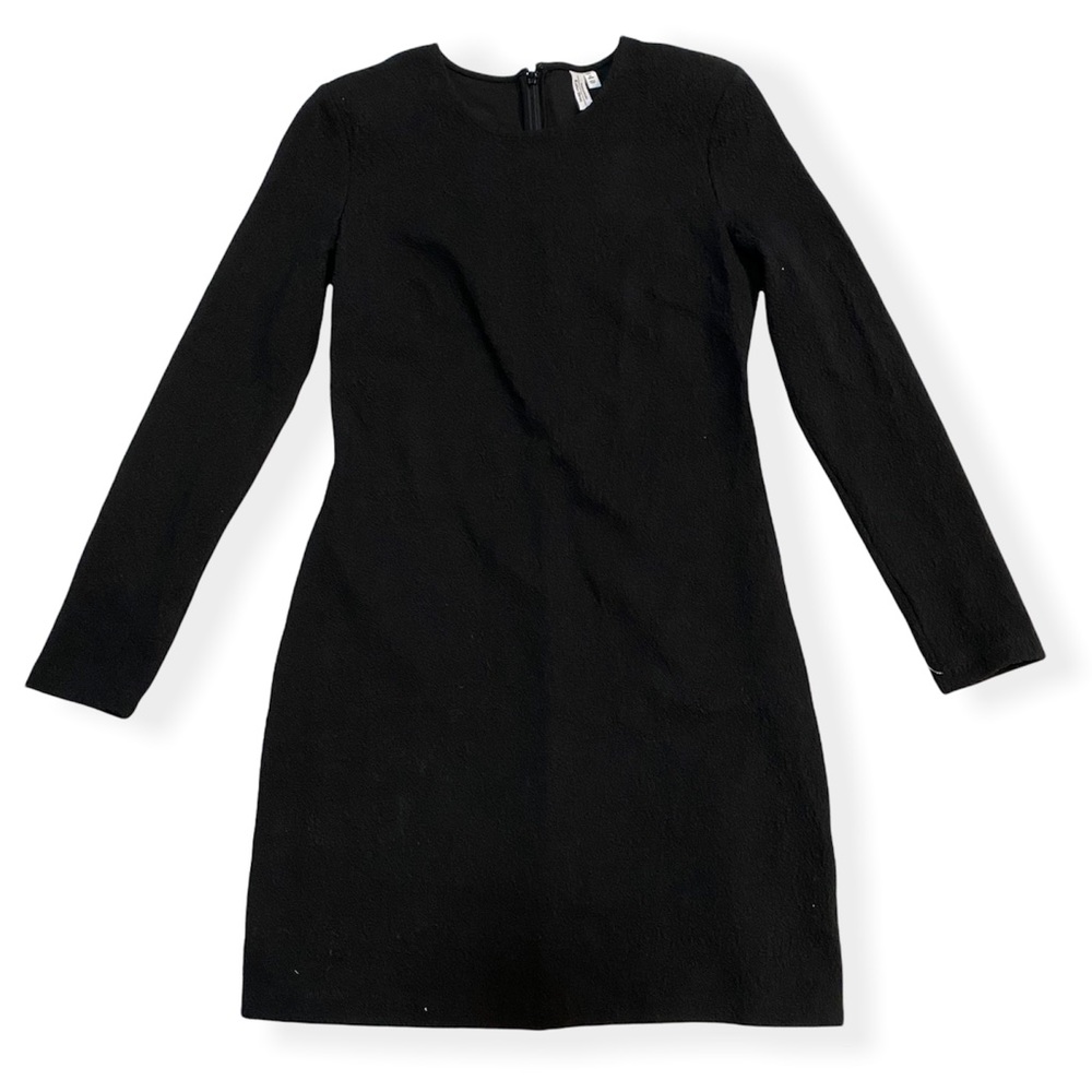 & Other Stories Mini Long Sleeve Textured Bodycon Dress Black Womens Size 8